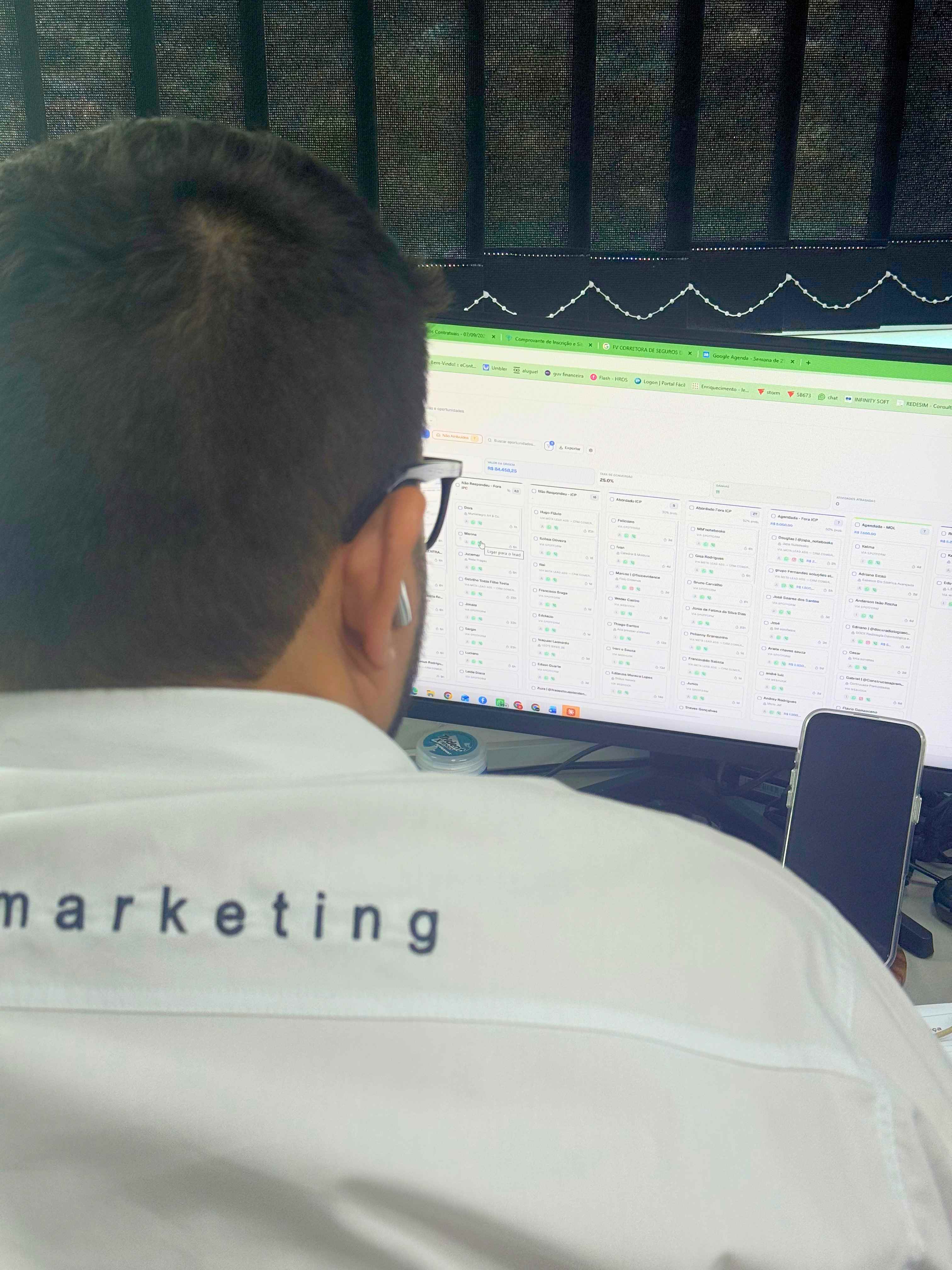 Consultor da Prowl acompanhando o funil de oportunidades em um CRM